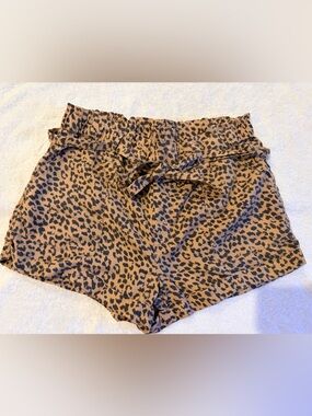 aerie Leopard-Print Tie Front Cotton Bag short